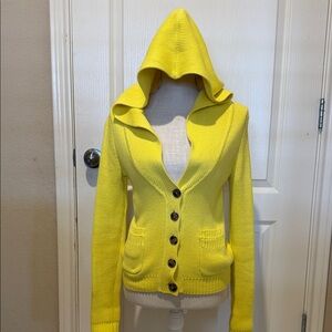 Aerie Yellow Hooded Cardigan Sweater